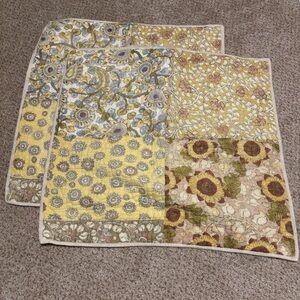 Pottery Barn Floral Patchwork Quilted Bedding - Yellow, Blue, Brown